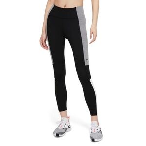 Womens NIKE one Dri-Fit color block 7/8 tights size Large Black NWT